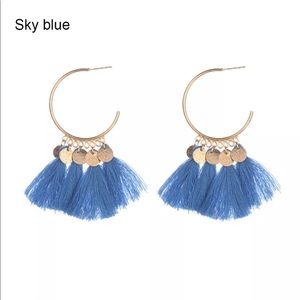 Tassel gold hoop boho earrings